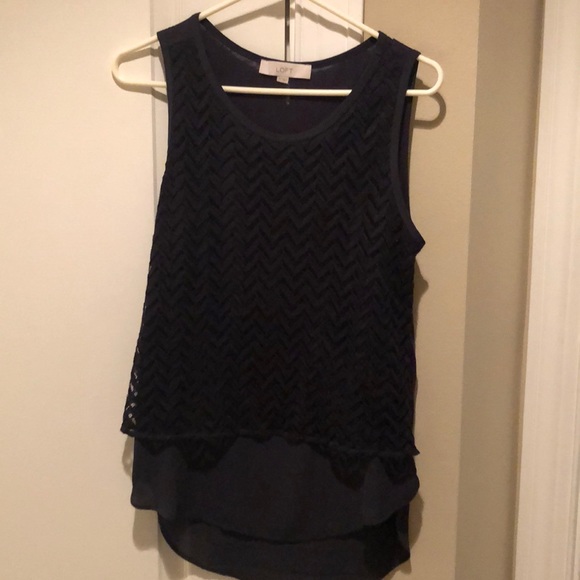 Lace overlay shell in navy - Picture 1 of 2